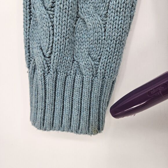 Vintage Polo Ralph Lauren Sweater Mens Large Silk Cable Knit Toggle Collar Blue - Picture 6 of 12